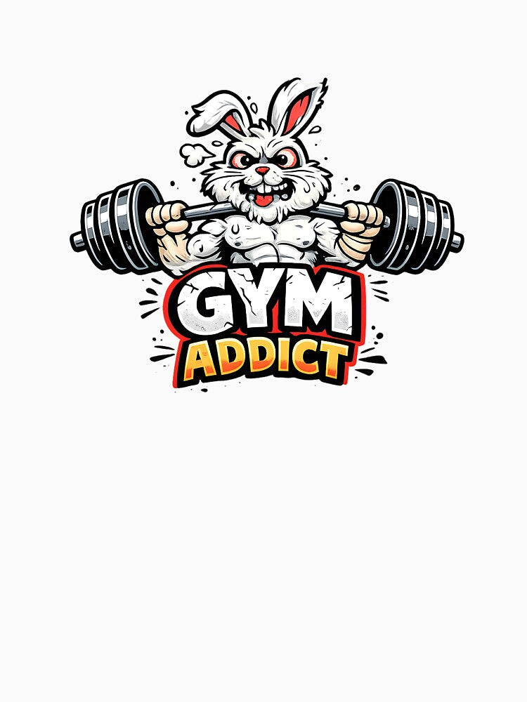 Gym Addict – Muscular Bunny with Dumbbell | Funny Fitness Motif by Mavriboy Unisex , , , Long Sleeve Tee