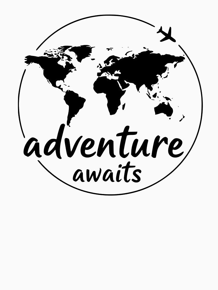 Adventure Awaits Travel World Map Airplane Design by Azulinyo Unisex , , , Long Sleeve Tee