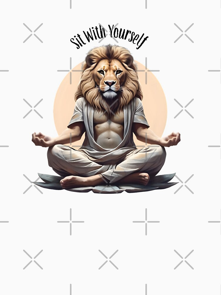 Lion Meditation T Shirt For Spiritual Lovers by Apotheosis by Irie Meraki
