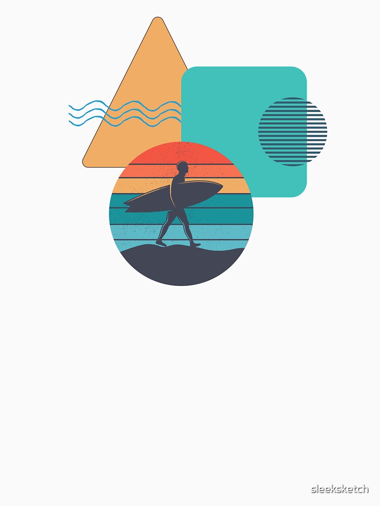 Cool surfing logo by Sleek Sketch Studio Unisex , , , Long Sleeve Tee