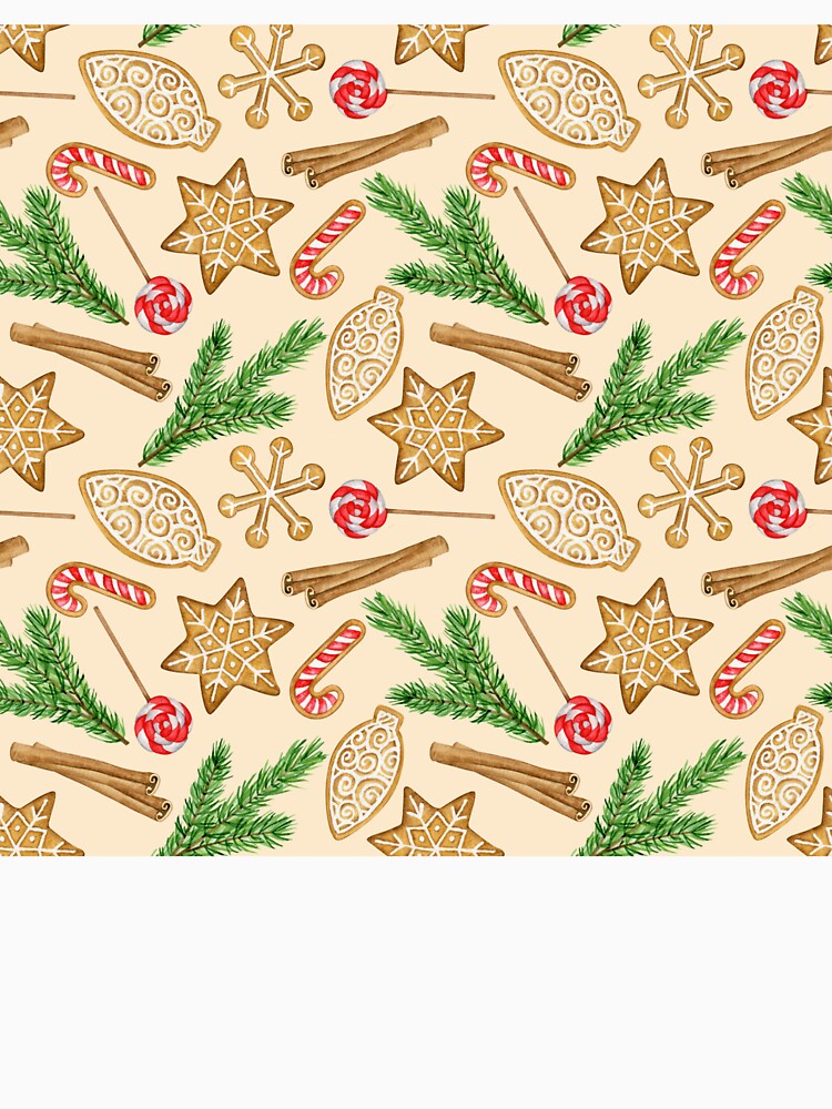 Cozy Gingerbread & Christmas Treats Watercolor Pattern by LuckyStarShop7