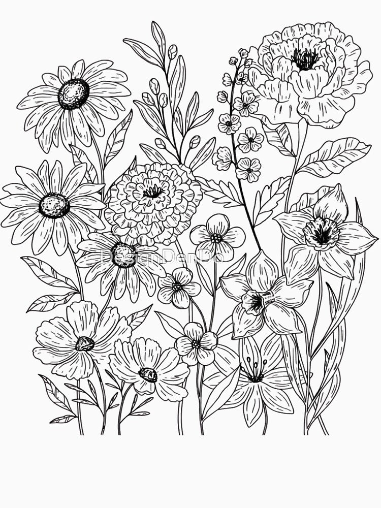 Retro wildflower bouquet, floral, flowers, boho flower, vintage floral, trendy coquette, whimsical, spring by DesignDenDo ⭐⭐⭐⭐⭐