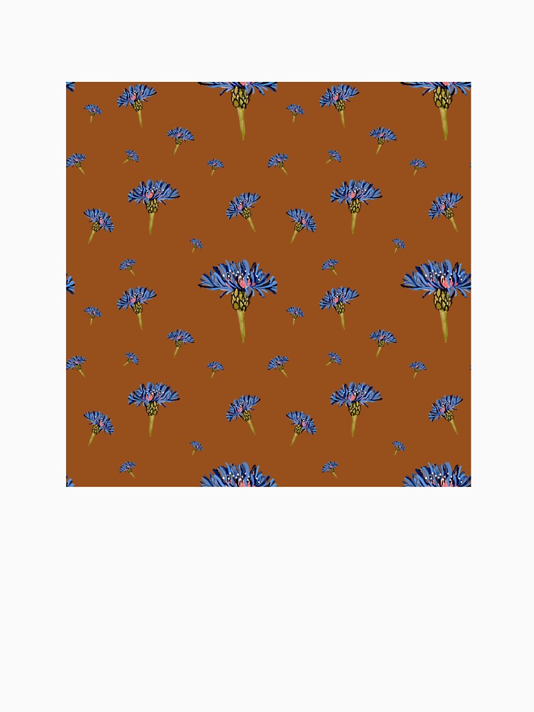 Flower blue violet pattern hand drawn watercolor orange by Yana Mustafina | Boho Soulful Designs