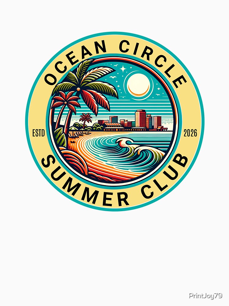 Ocean Circle Summer Club Retro Beach Design by PrintandJoy