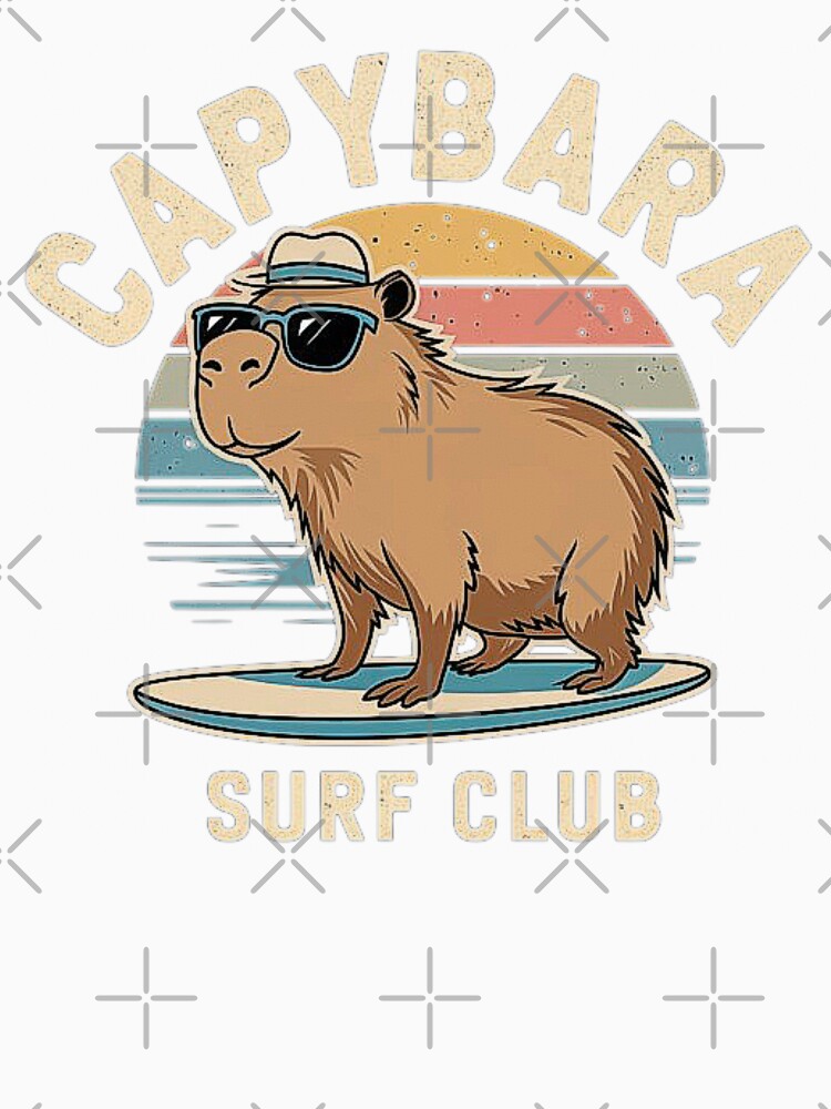 Capybara Surf Club Retro Beach Design by love3617