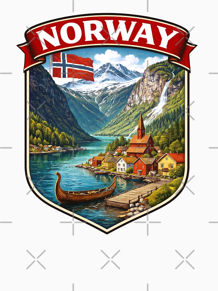 Norway - Fjords and Mountains by Myra365Art Unisex , , , Long Sleeve Tee