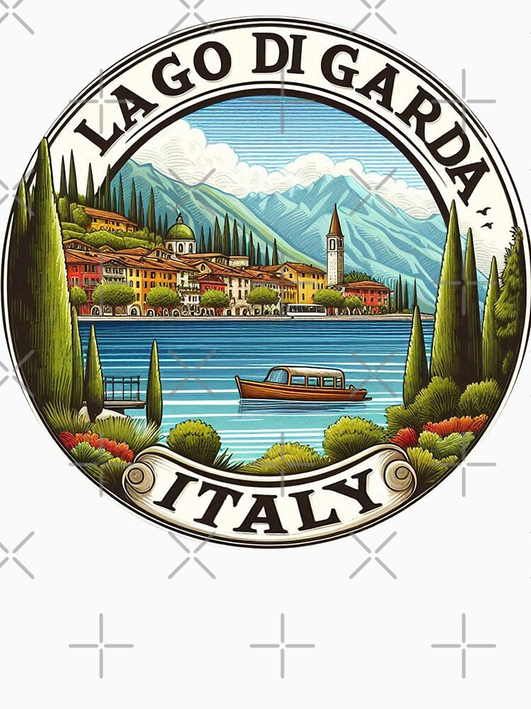 Lake Garda Italy Travel Art by clintang Unisex , , , Long Sleeve Tee