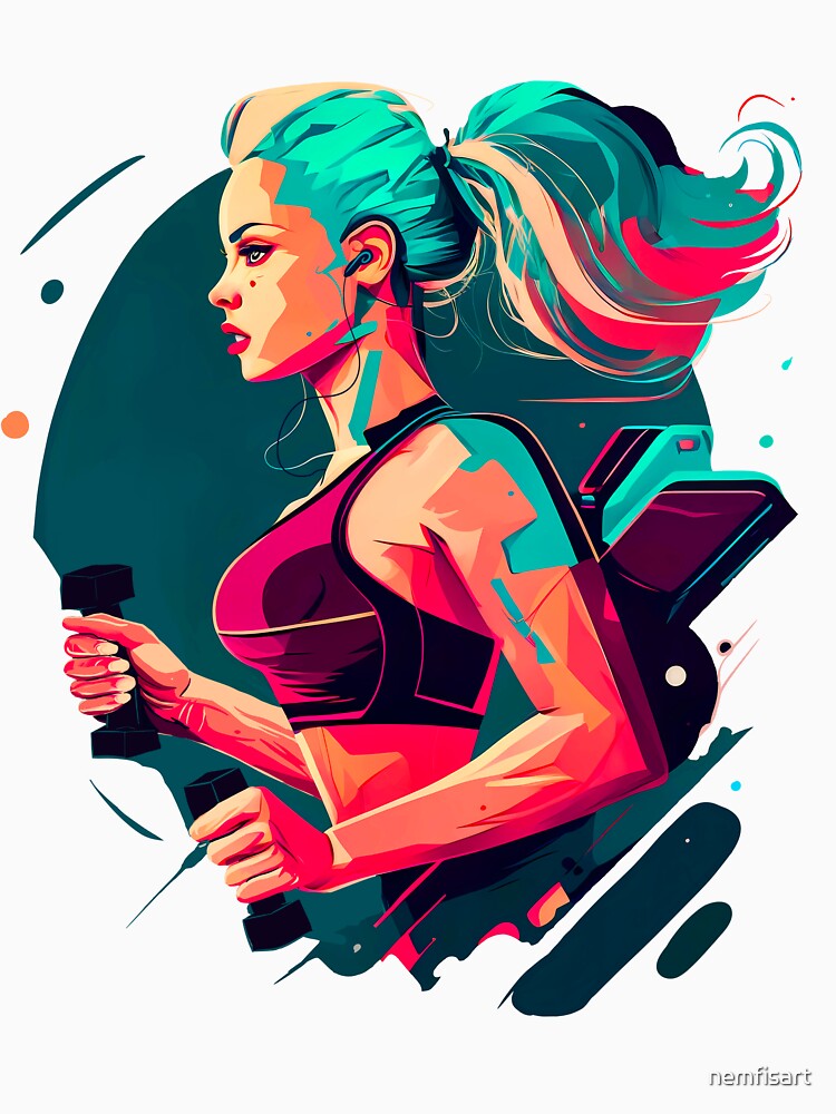Fitness girl by nemfisart Unisex , , , Long Sleeve Tee