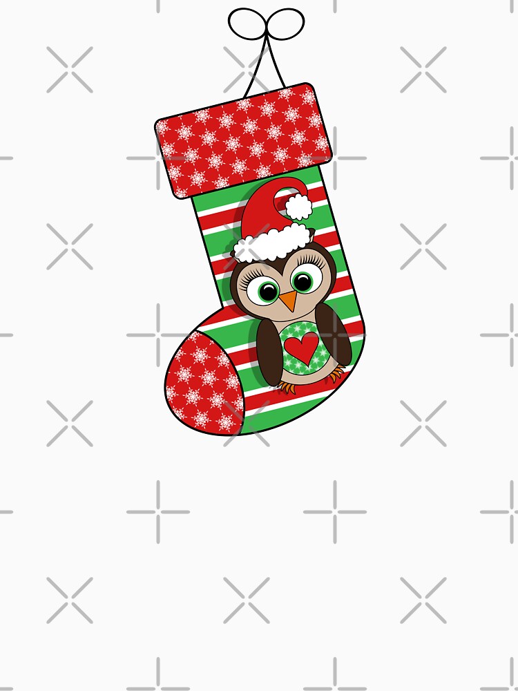 Green and Red Christmas Stockings // Owl, Penguin, Snowflakes, Polka Dots, Chevron, Stripes by Elsy's Art