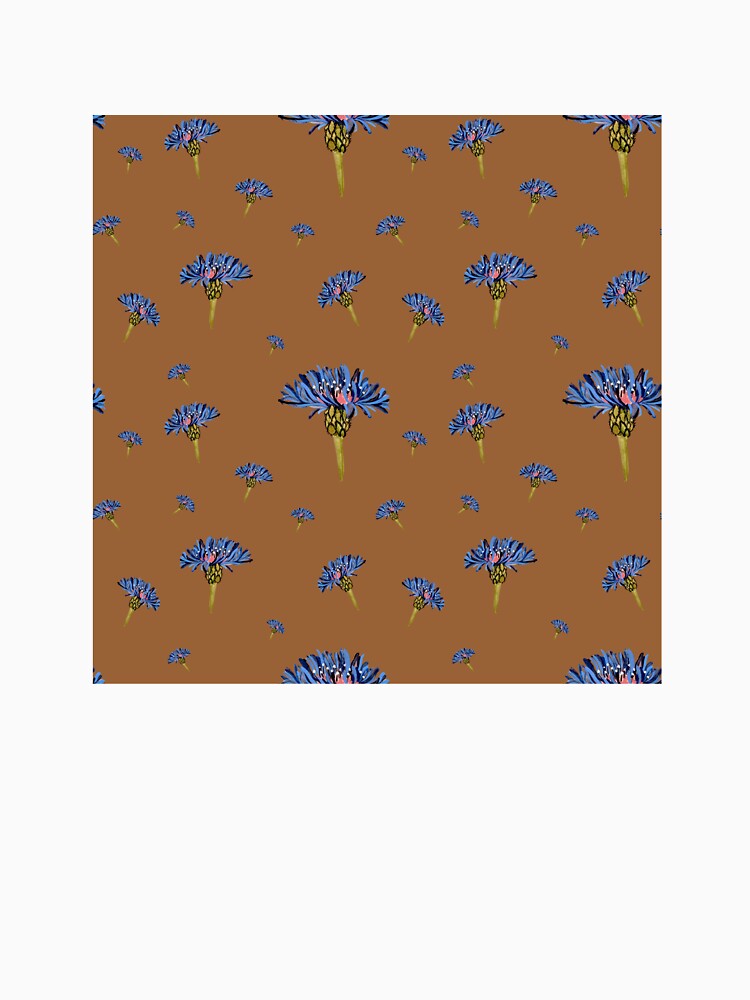 Flower blue violet pattern hand drawn watercolor brown by Yana Mustafina | Boho Soulful Designs