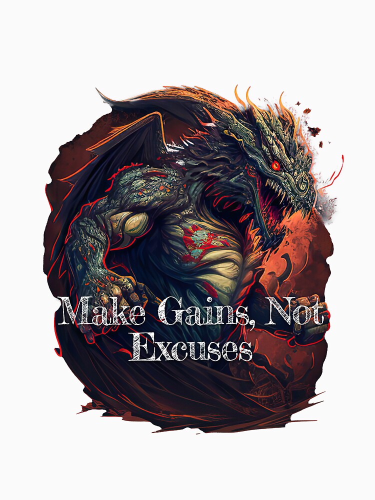 Make Gains, Not Excuses Bodybuilding Fitness Gym Workout Exercise Merch Print Design by tengamerx