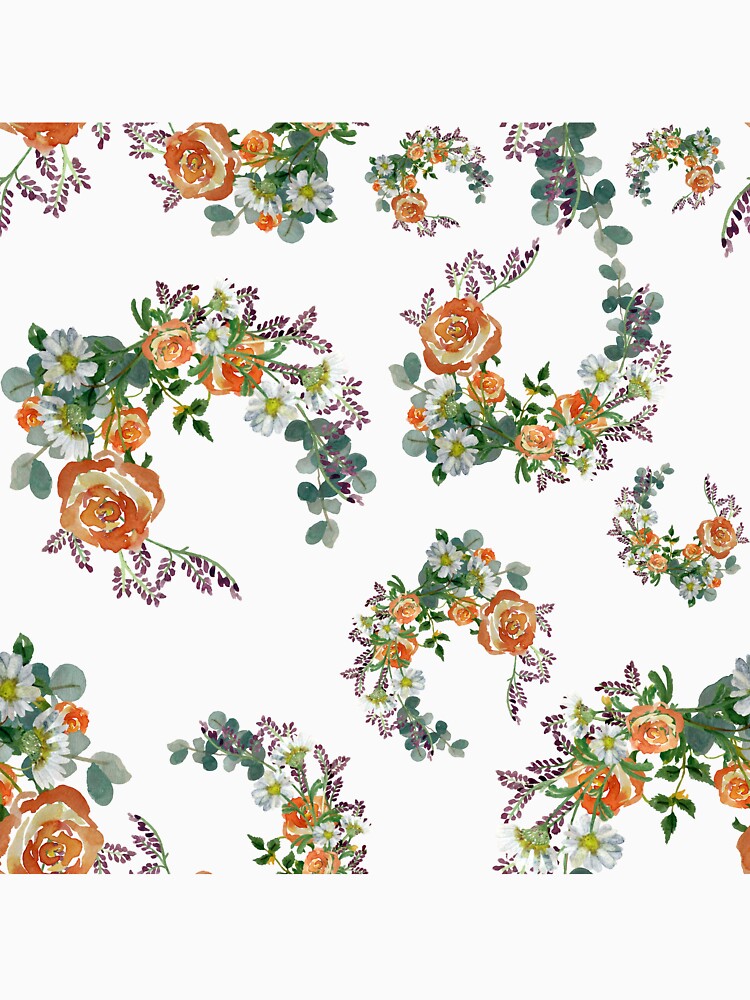 Flower rose daisy branch pattern a watercolor by Yana Mustafina | Boho Soulful Designs Unisex , , , Long Sleeve Tee