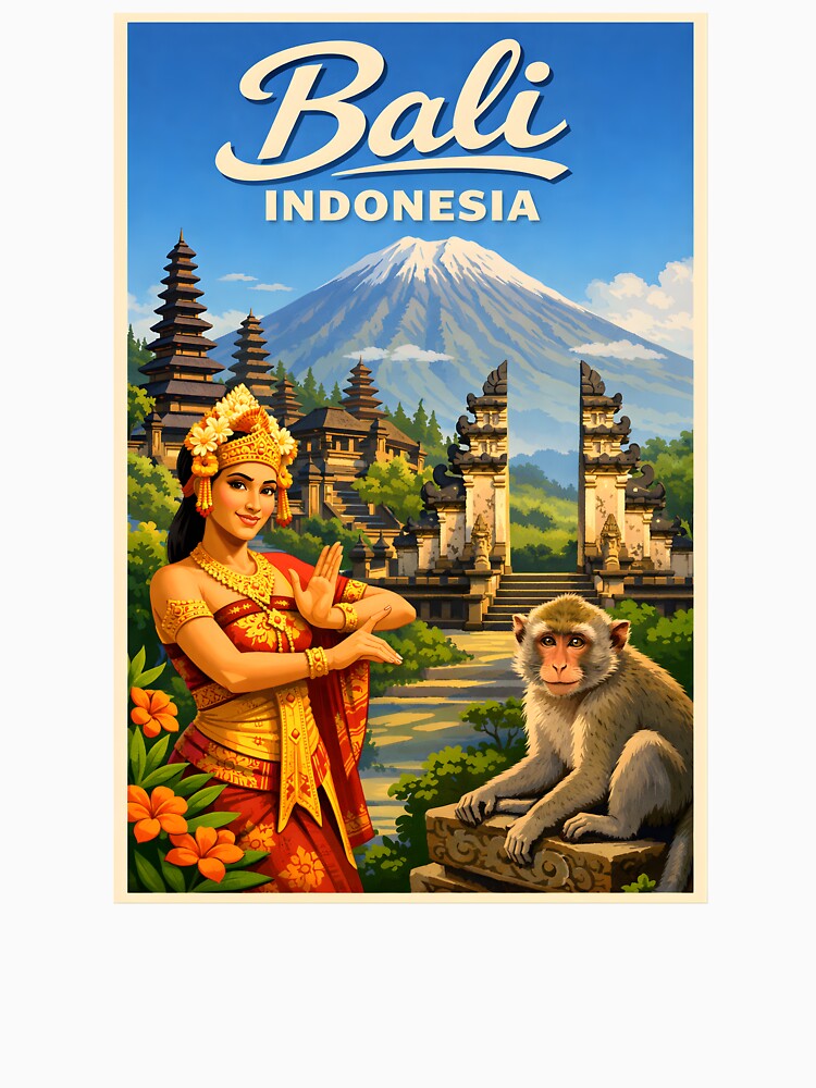 Bali Indonesia! Vintage Retro Design by VintageImageInc Unisex , , , Long Sleeve Tee