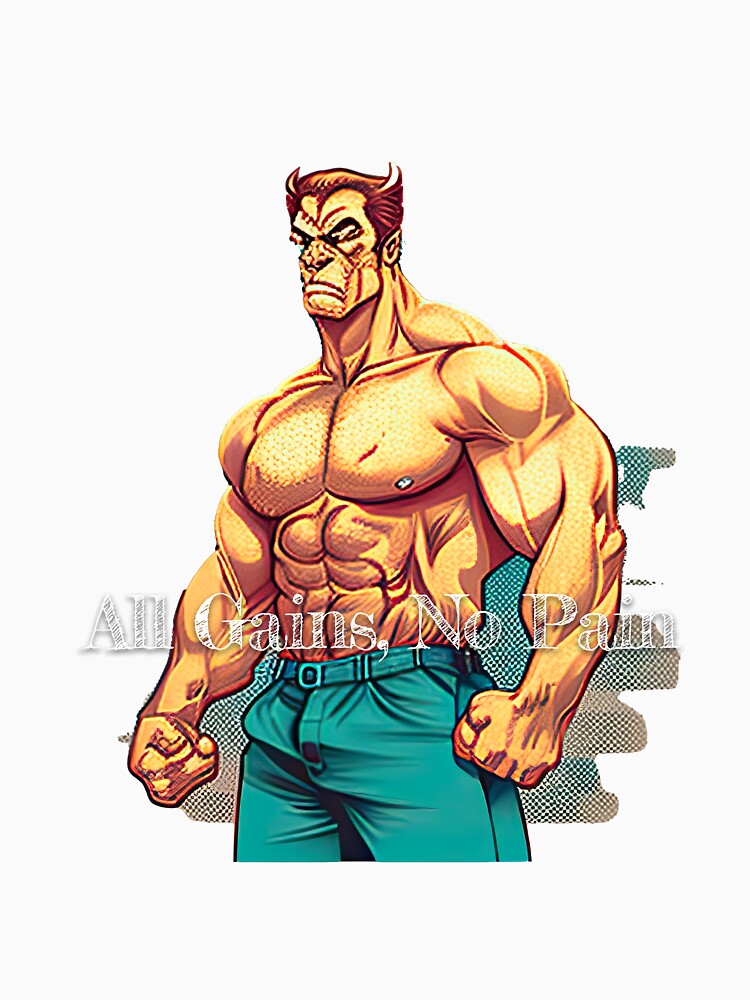 All Gains, No PainDesignBodybuilding Fitness Gym Workout Exercise Merch Print Design by tengamerx