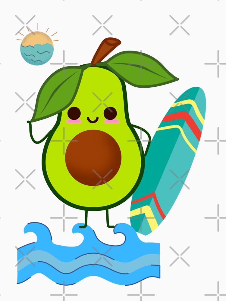 Funny Avocado Surfing by Eman4design Unisex , , , Long Sleeve Tee