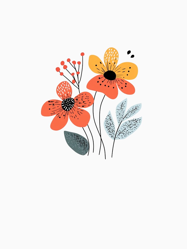 Retro Bloom – Minimal Flower Design by PicklersAnon Unisex , , , Long Sleeve Tee