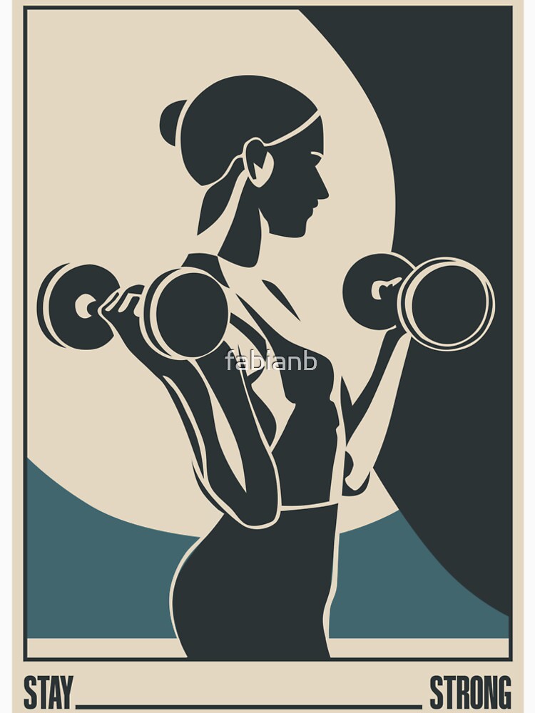 Stay Strong Fitness Bauhaus Style by fabianb Unisex , , , Long Sleeve Tee