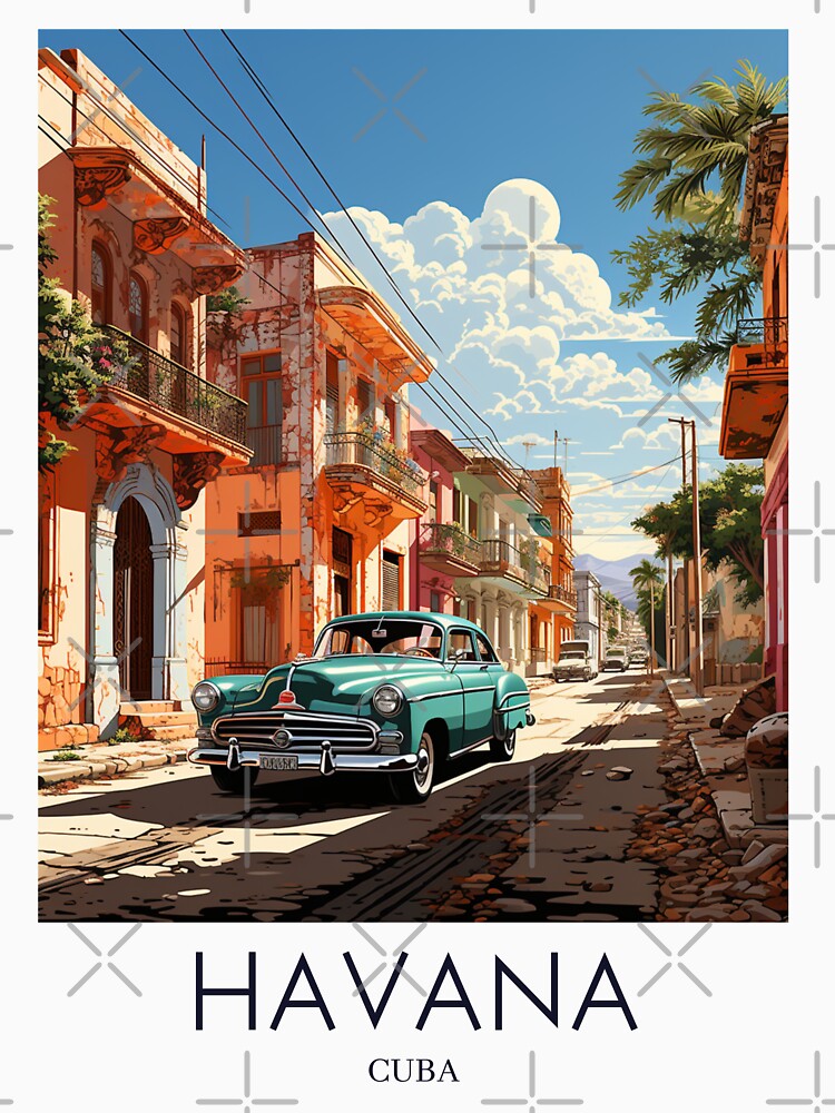 A Pop Art Travel Print of Havana - Cuba by StudioRedKoala Unisex , , , Long Sleeve Tee
