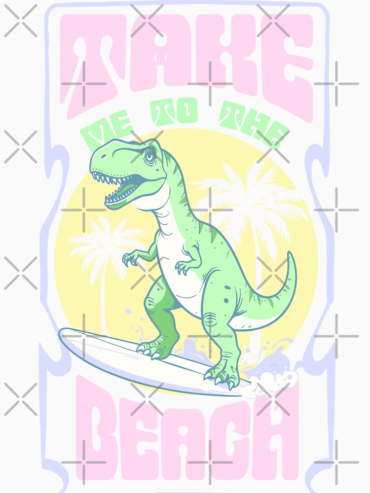 Dinosaur surfing beach by Priya Innovation Unisex , , , Long Sleeve Tee