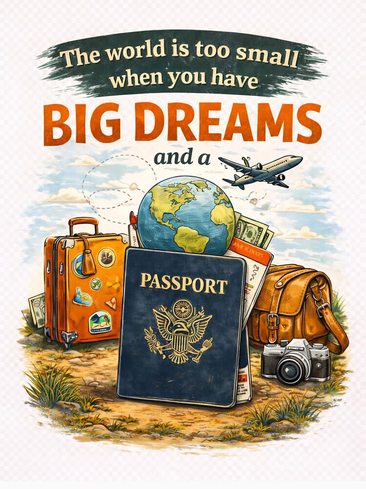 The World Is Too Small When You Have Big Dreams and a Passport by Yasmin Reis Unisex , , , Long Sleeve Tee