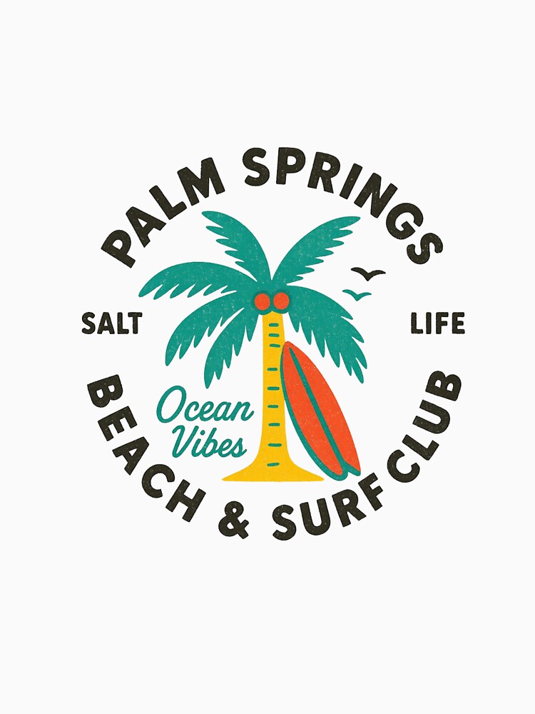 Retro Palm Springs Beach & Surf Club – Vintage Summer Vibes Illustration by Colorful-Garden