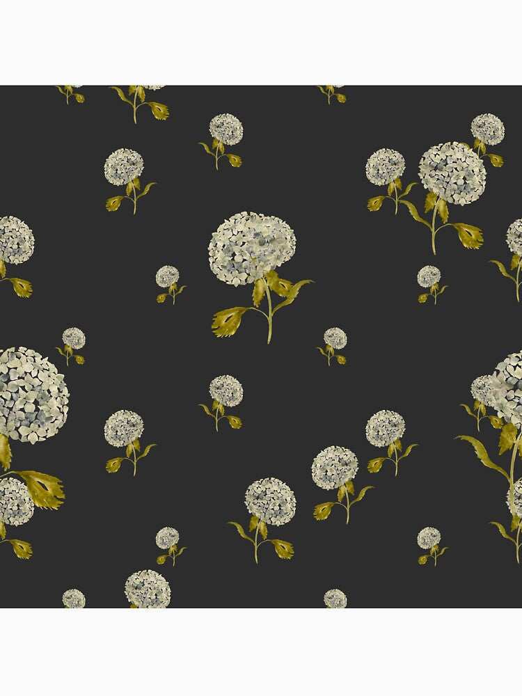 Hydrangea flower cute ornate pattern a watercolor grey by Yana Mustafina | Boho Soulful Designs