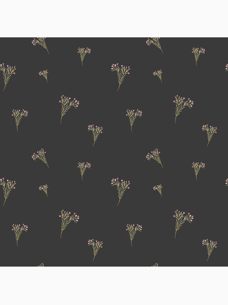 Branch pink flower floral pattern watercolor grey by Yana Mustafina | Boho Soulful Designs