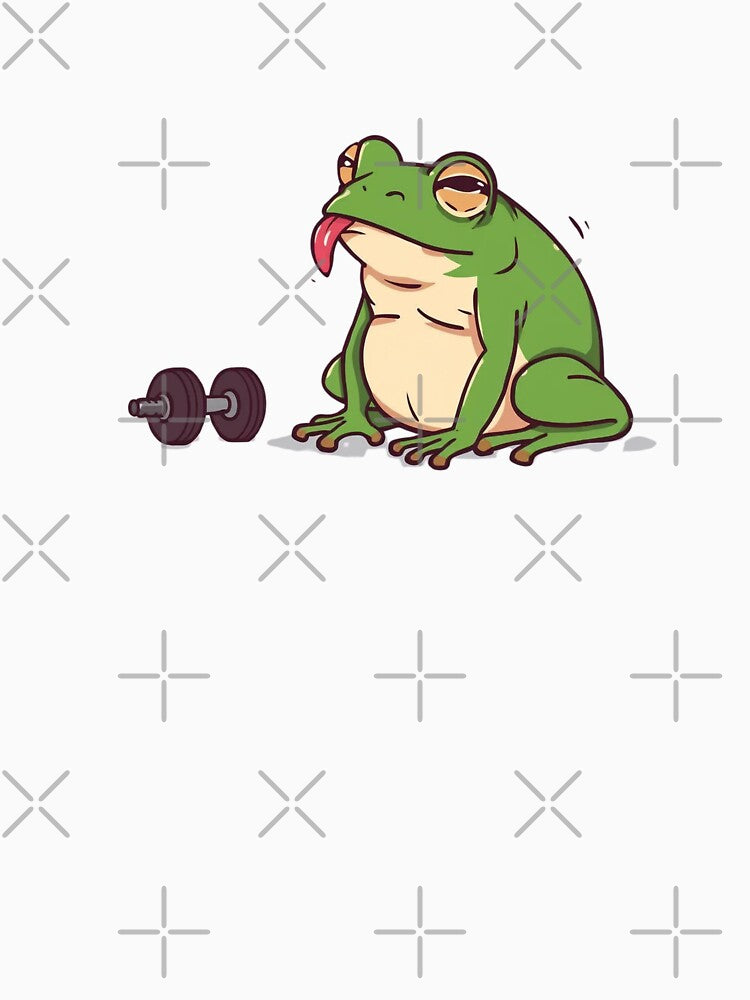 Tired Frog Gym Workout Funny Cartoon by Katzpy Unisex , , , Long Sleeve Tee