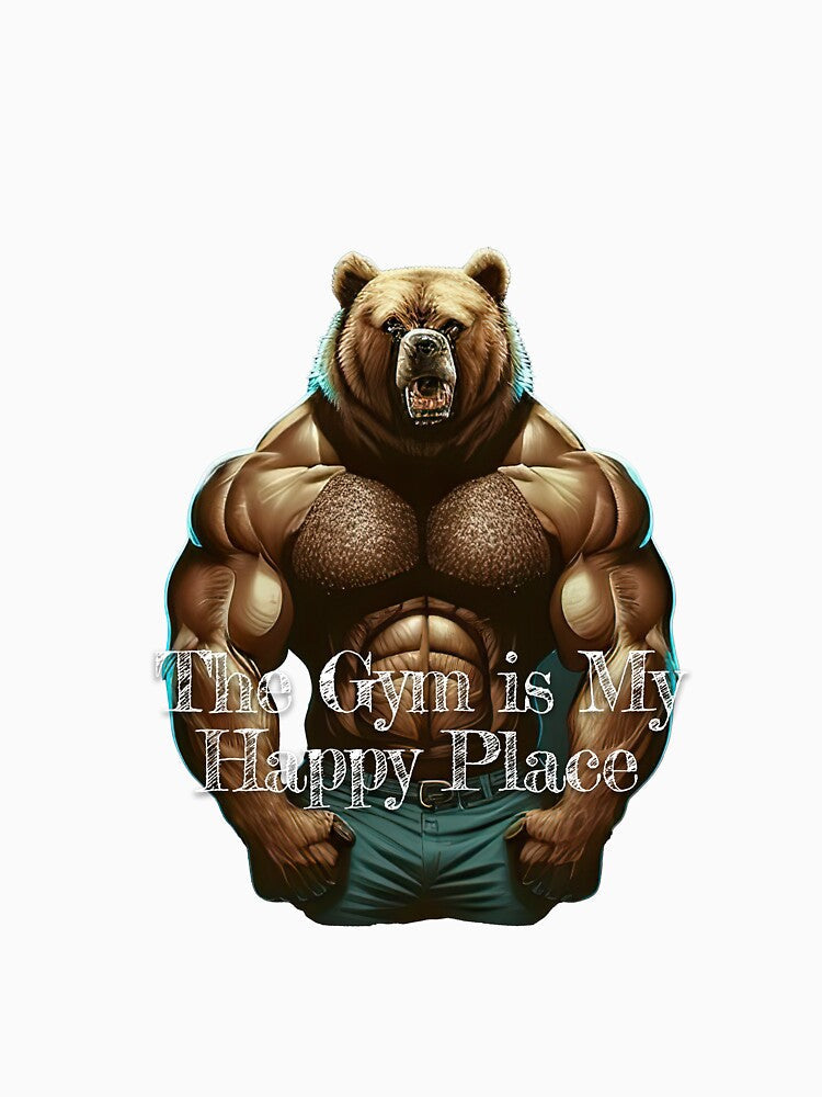 The Gym is My Happy PlaceDesignBodybuilding Fitness Gym Workout Exercise Merch Print Design by tengamerx