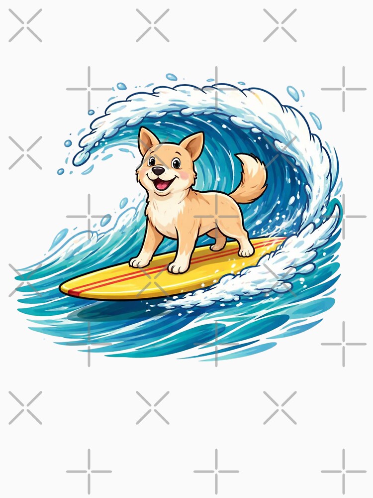 Dog on surfboard Surfing Wave by SOUFIANE1991 Unisex , , , Long Sleeve Tee