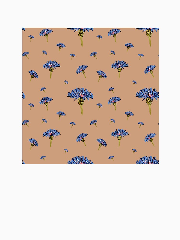 Flower blue violet pattern hand drawn watercolor beige by Yana Mustafina | Boho Soulful Designs