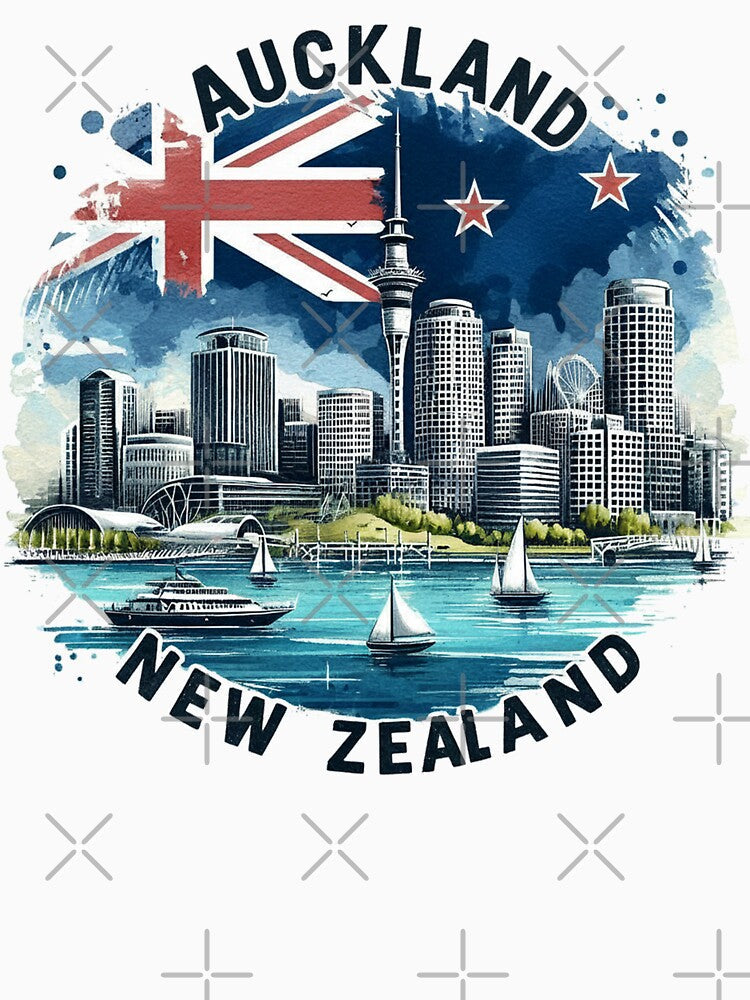 Auckland New Zealand Travel Art by clarkfraser Unisex , , , Long Sleeve Tee
