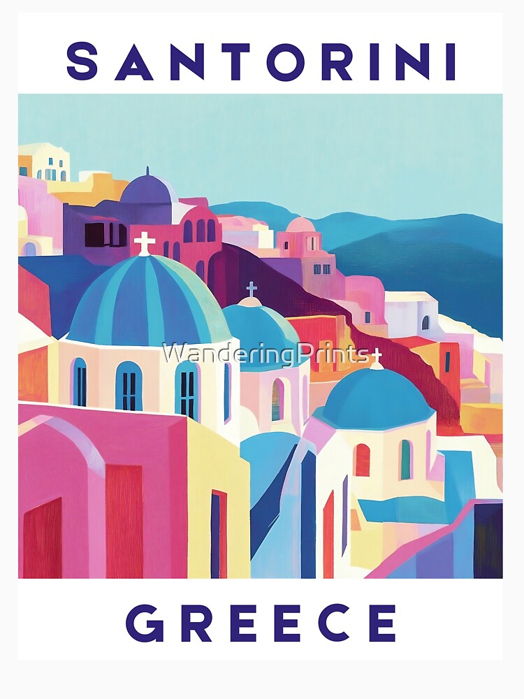 Santorini, Greece - Aegean Glow by WanderingPrints Unisex , , , Long Sleeve Tee