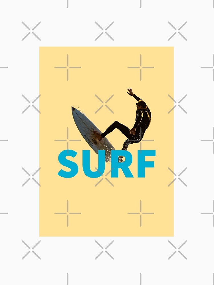 SURF - YELLOW - BLUE - MINIMAL - POSTER - SURF RETRO by Tropical Blood Unisex , , , Long Sleeve Tee