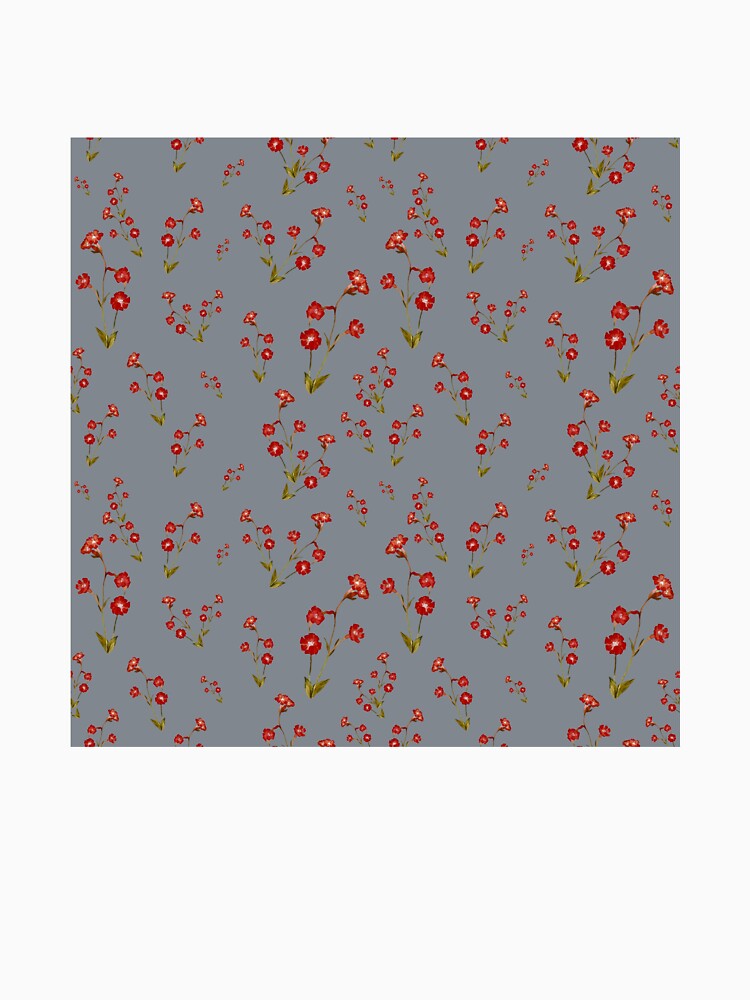 Flower red grey pattern a cute watercolor illustration by Yana Mustafina | Boho Soulful Designs
