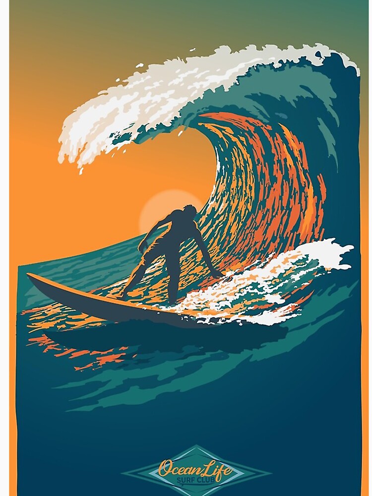 Ocean Life Surf Club retro surf poster by travisbarke