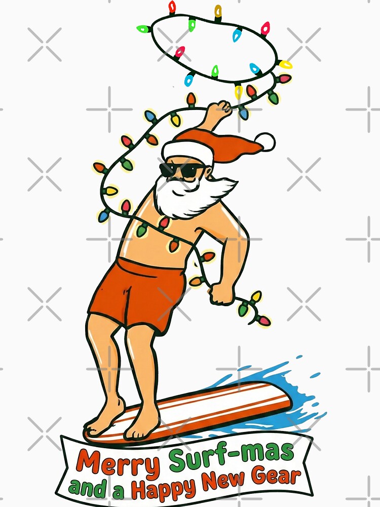 Christmas Surfing by yunamaliskova Unisex , , , Long Sleeve Tee