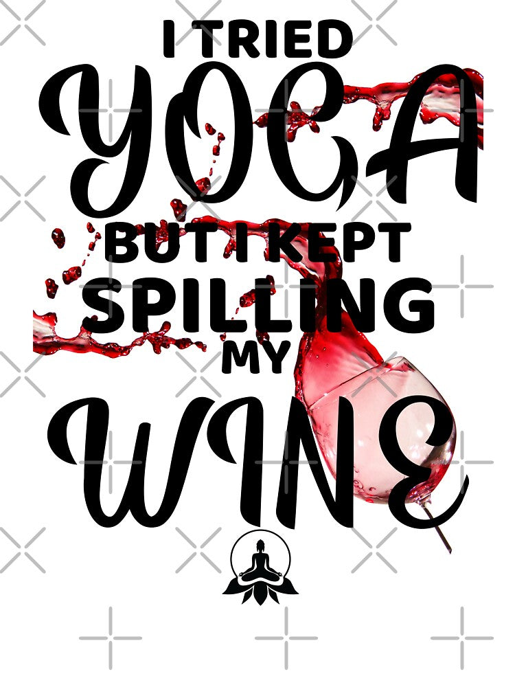 Yoga and Red Wine, Try Yoga, Fitness Fun by BitcoinBros Unisex , , , Long Sleeve Tee