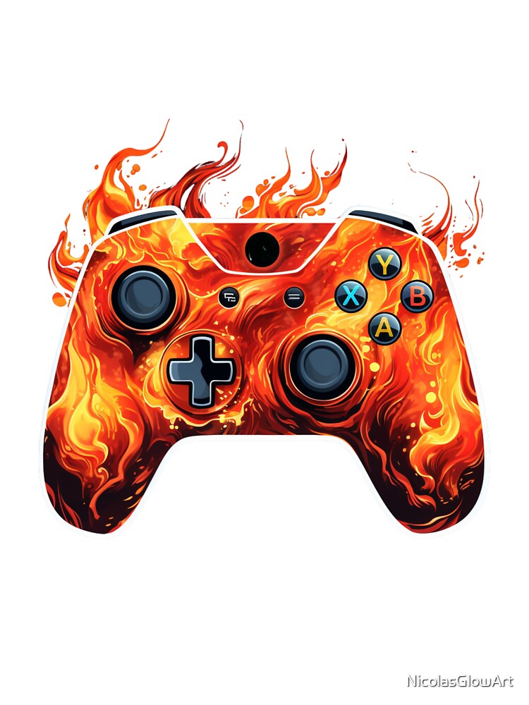 Fire Gaming Pad | Sticker by NicolasGlowArt Unisex , , , Long Sleeve Tee