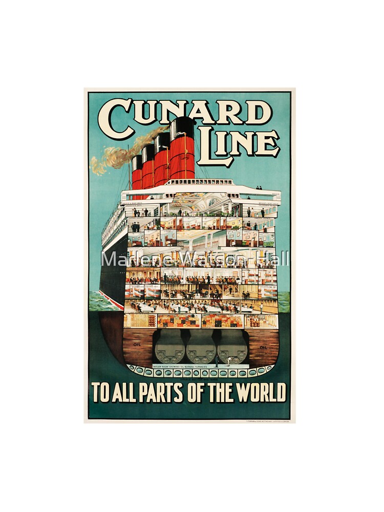 Vintage Cruise Travel Art by Marlene Watson-Hall Unisex , , , Long Sleeve Tee
