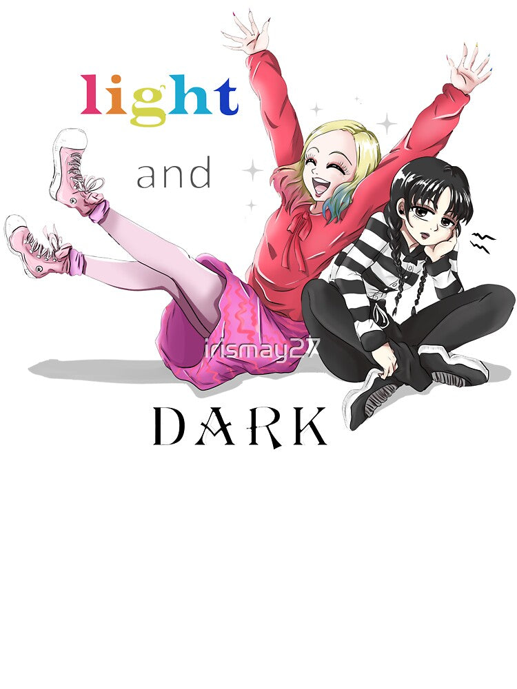 wednesday addams and enid manga - anime version light and dark by irismay27 Unisex , , , Long Sleeve Tee