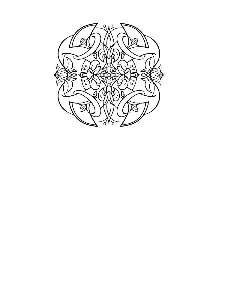 Ornate black ink fantasy flowers square element by VaskanianArt Unisex , , , Long Sleeve Tee