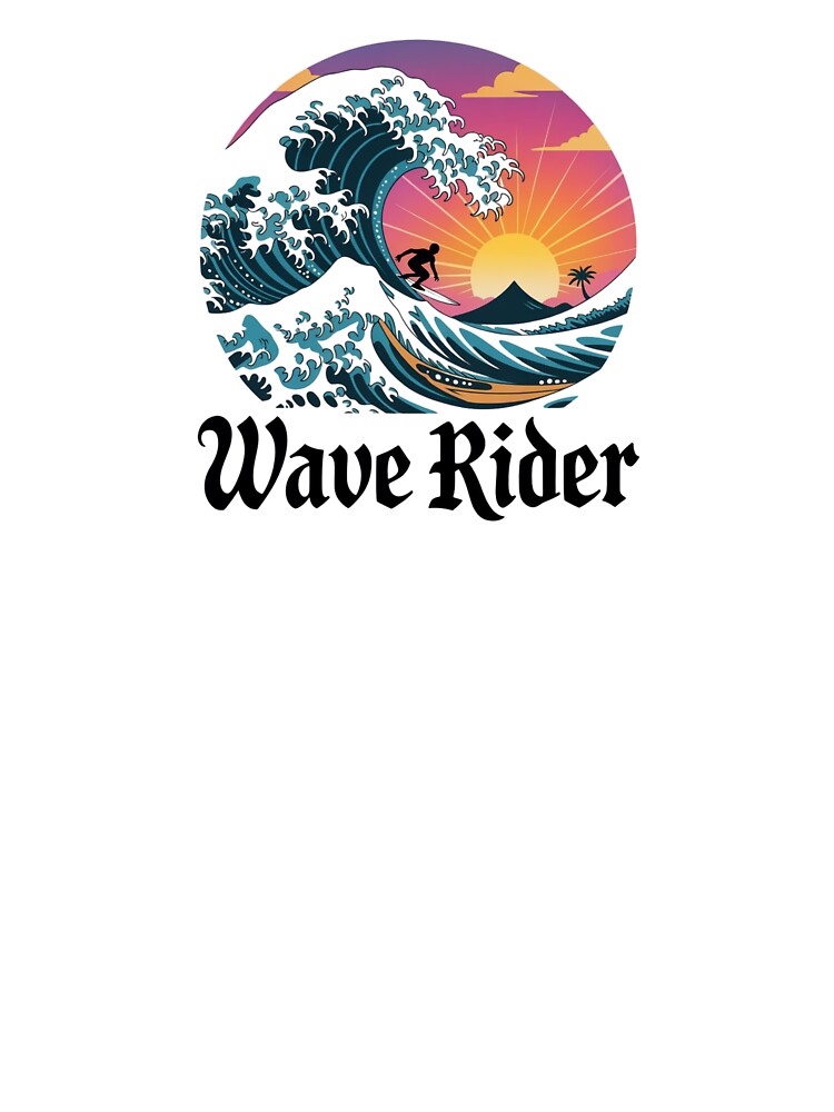 Wave Rider – Sunset Surfing Scene with Mountain & Palm Tree by teevoxx Unisex , , , Long Sleeve Tee