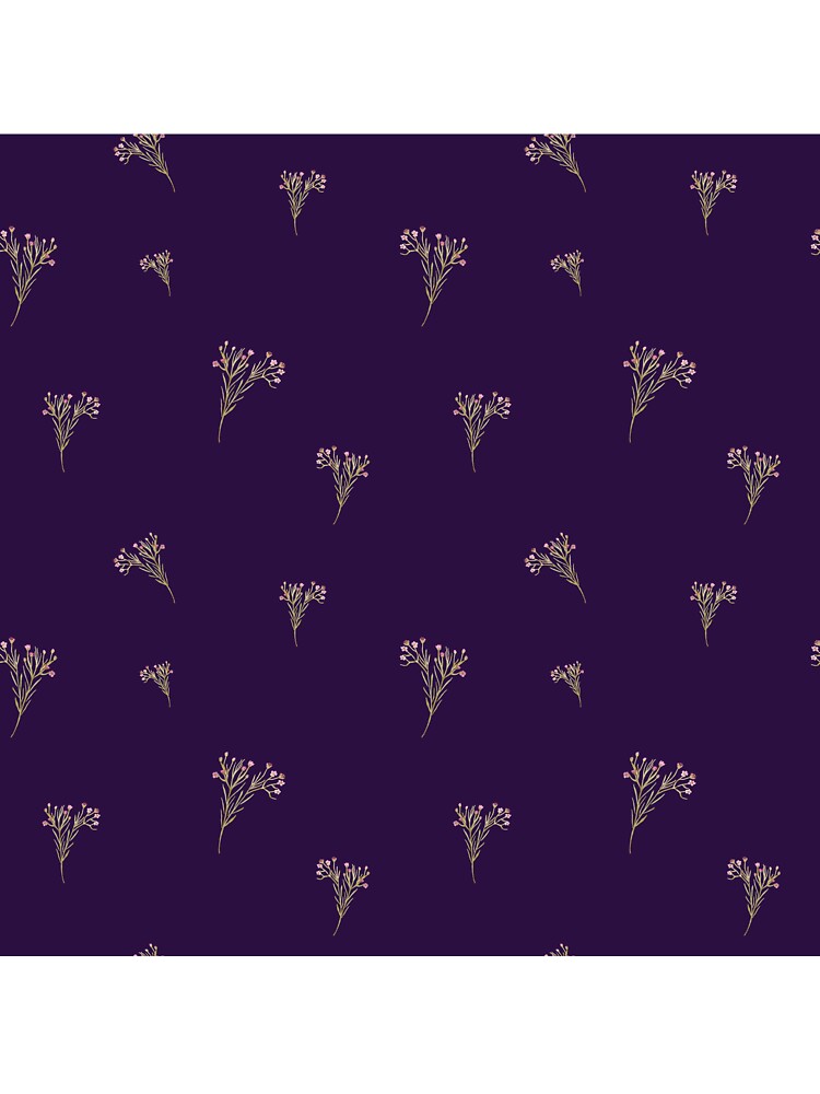Branch pink flower floral pattern watercolor violet by Yana Mustafina | Boho Soulful Designs