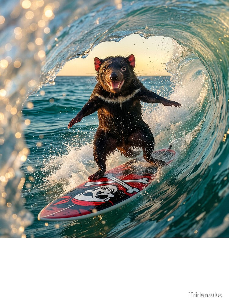 Surfin' Tasmanian Devil by Tridentulus Unisex , , , Long Sleeve Tee