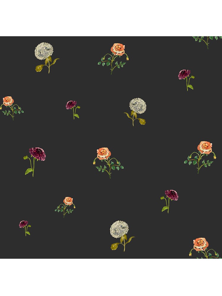 Dahlia hydrangea rose pattern cute a watercolor grey by Yana Mustafina | Boho Soulful Designs