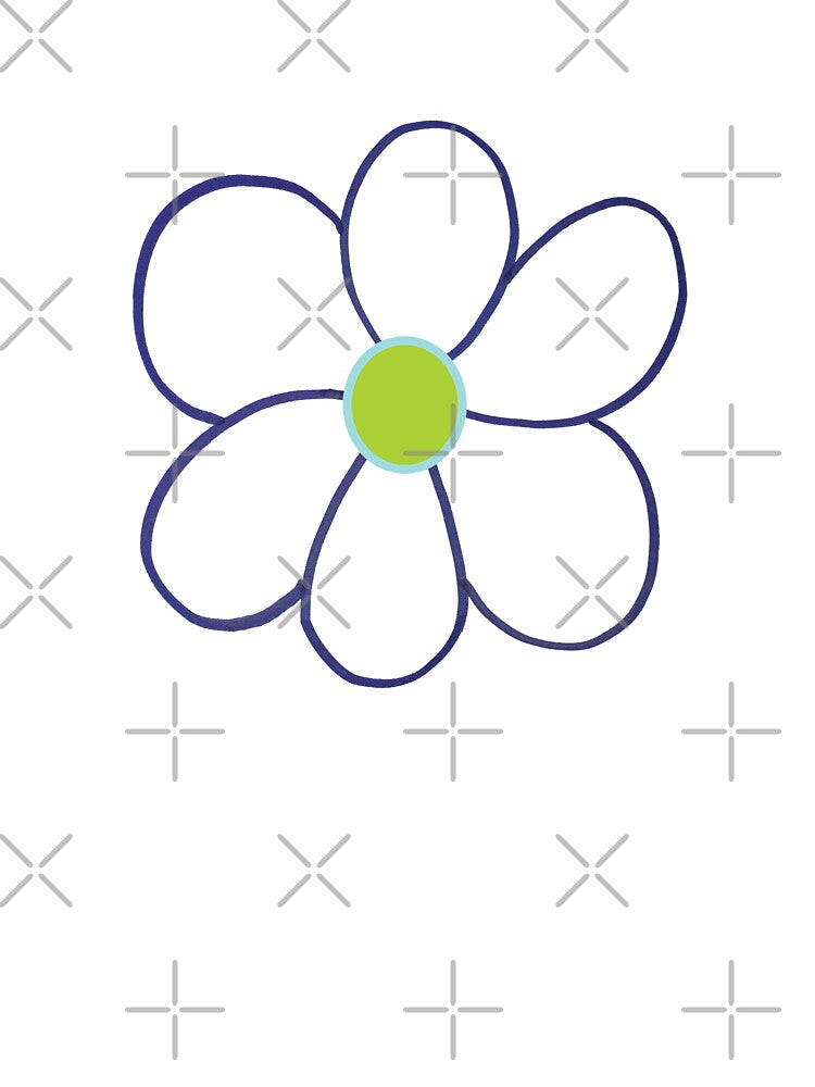 Big Simple Six Petal Flower in Blue and Green by BelindaFuller Unisex , , , Long Sleeve Tee