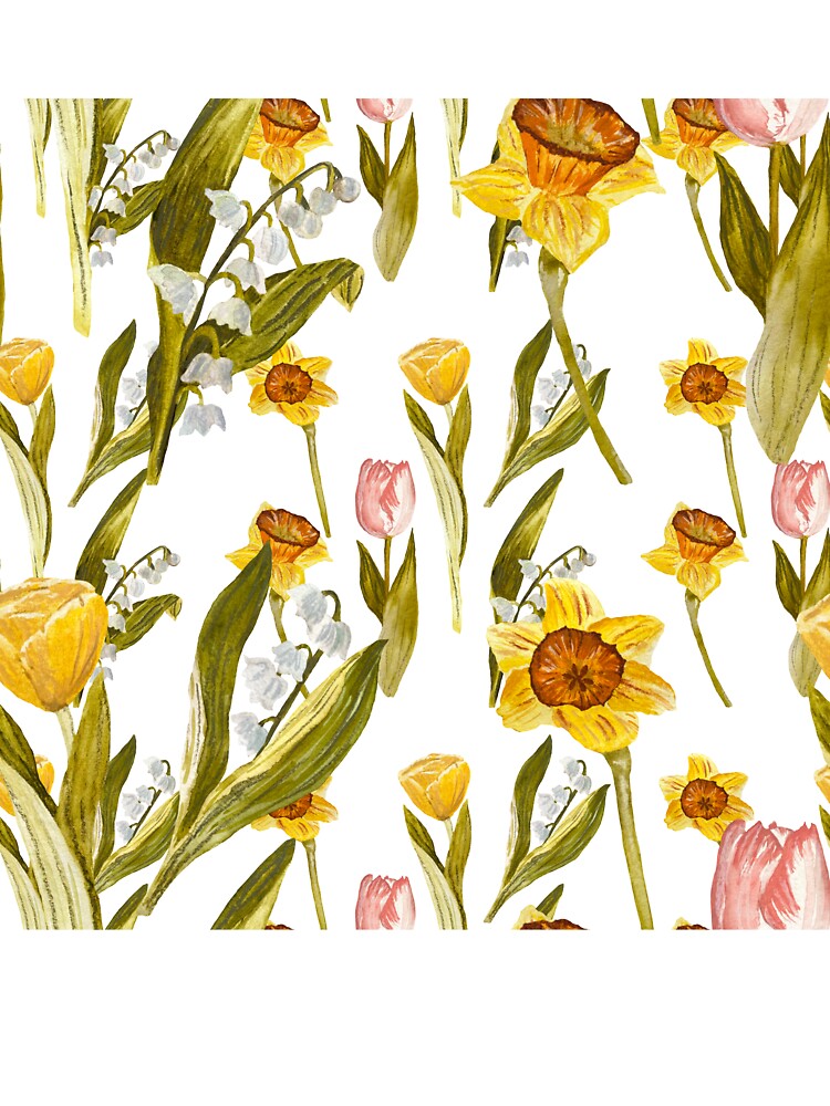 Daffodil tulip snowdrop Easter an ornate pattern by Yana Mustafina | Boho Soulful Designs Unisex , , , Long Sleeve Tee