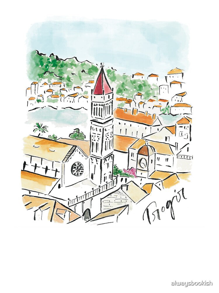 Trogir, Croatia Travel Poster Print Sticker by alwaysbookish Unisex , , , Long Sleeve Tee