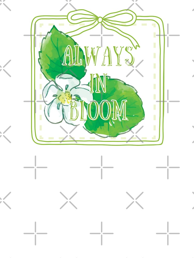 Always In Bloom: Positive Green Floral Art with Bow Frame and Dotted Patchwork by cherrytheory